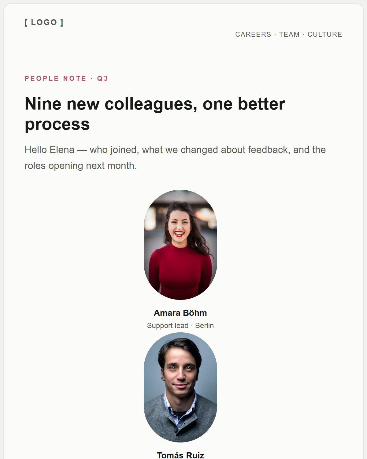 Preview of the People template